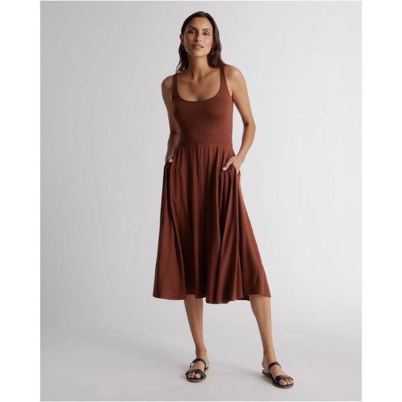 Quince Dresses & Skirts - NWT Quince Tencel Jersey Fit & Flare Dress Brown minimalist classic casual